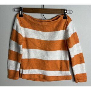 Hanna Andersson Orange and White Striped Sweater Cotton Child Kid Boy Girl 100/4